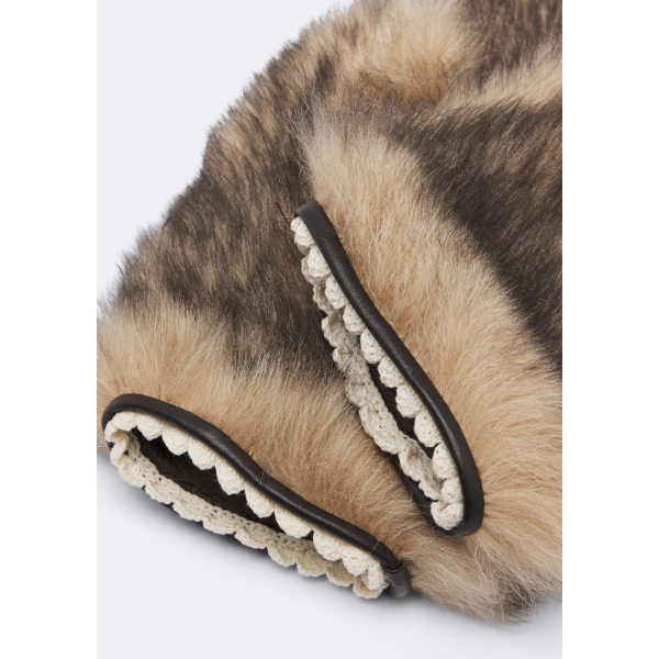 Moufle MAGDA BUTRYM shearling marron bouton boule cuir