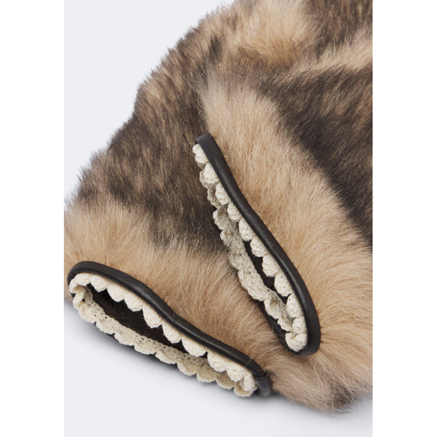 Moufle MAGDA BUTRYM shearling marron bouton boule cuir