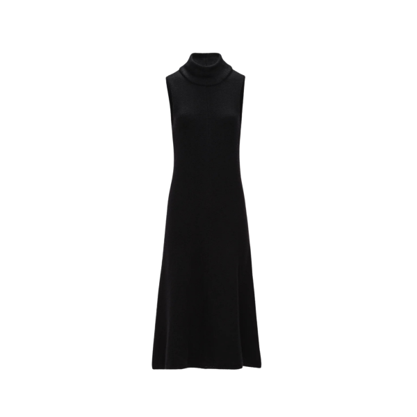 Robe sans manches MAGDA BUTRYM longue évasée à col roulé en maille laine cachemire noire