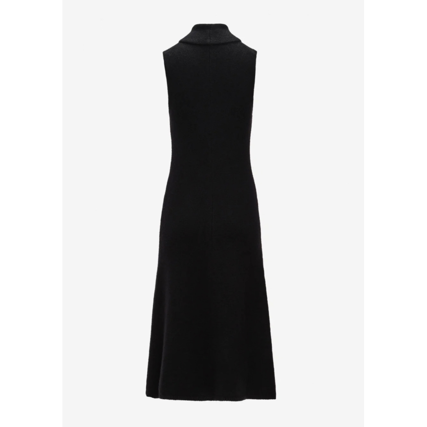Robe sans manches MAGDA BUTRYM longue évasée à col roulé en maille laine cachemire noire