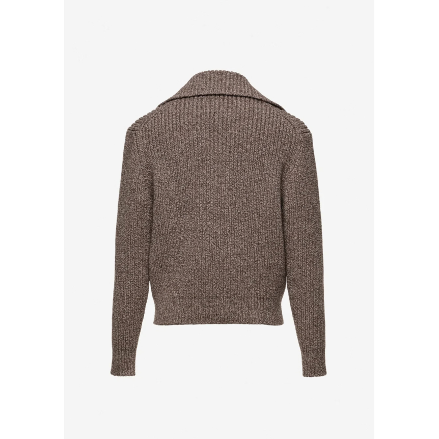 Gilet Cardigan MAGDA BUTRYM  à boutons en laine marron chiné à col polo