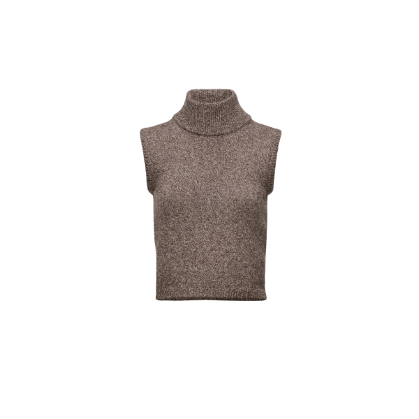 Pull Haut sans manches MAGDA BUTRYM à col roulé en laine marron chiné