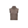 Pull Haut sans manches à col roulé en laine marron chiné