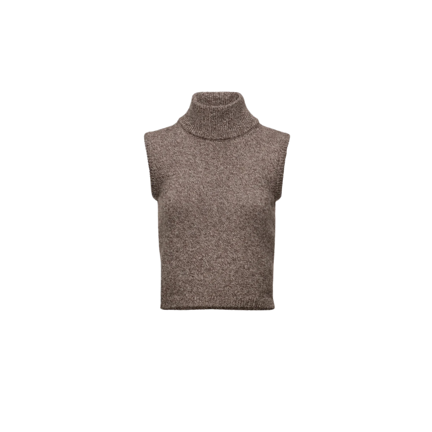 Pull Haut sans manches MAGDA BUTRYM à col roulé en laine marron chiné