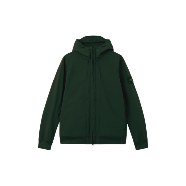 Blouson zippé à capuche STONE ISLAND SOFT SHELL-R_E.DYE® TECHNOLOGY kaki