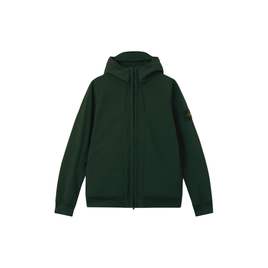 Blouson zippé à capuche STONE ISLAND SOFT SHELL-R_E.DYE® TECHNOLOGY kaki