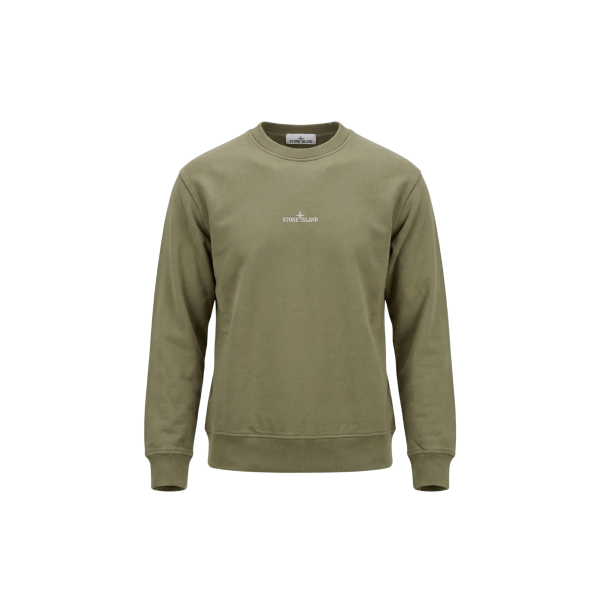 Sweat-shirt ras-du-cou oversize STONE ISLAND coton kaki imprimé « Blurred Compass »