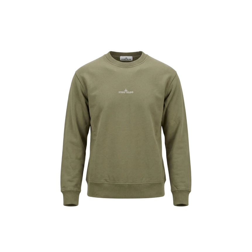 Sweat-shirt ras-du-cou oversize STONE ISLAND coton kaki imprimé « Blurred Compass »