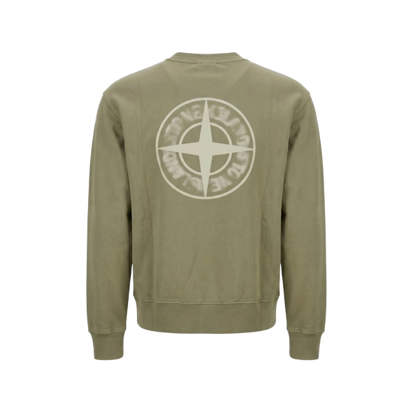 Sweat-shirt ras-du-cou oversize STONE ISLAND coton kaki imprimé « Blurred Compass »