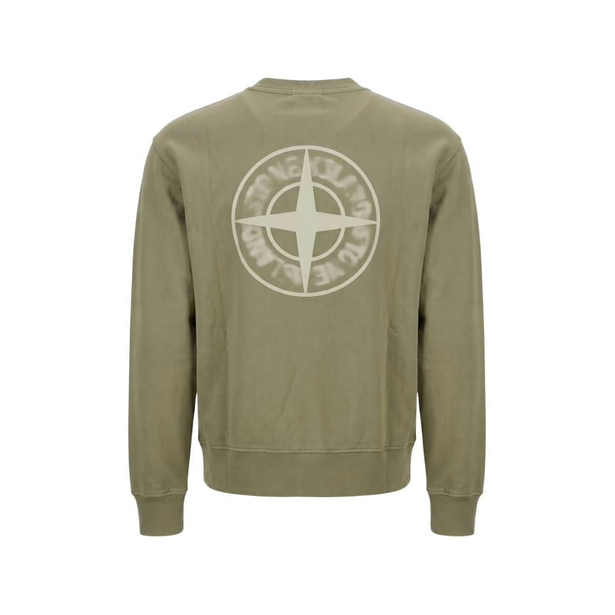 Sweat-shirt ras-du-cou oversize STONE ISLAND coton kaki imprimé « Blurred Compass »