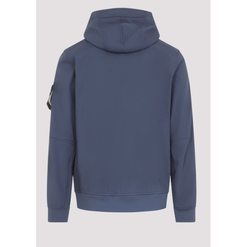 Blouson zippé à capuche STONE ISLAND SOFT SHELL-R_E.DYE® TECHNOLOGY  bleu