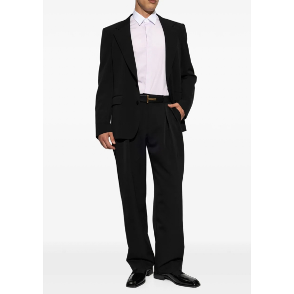 Chemise manche longue  TOM FORD coton rose blanc col poignets blanc