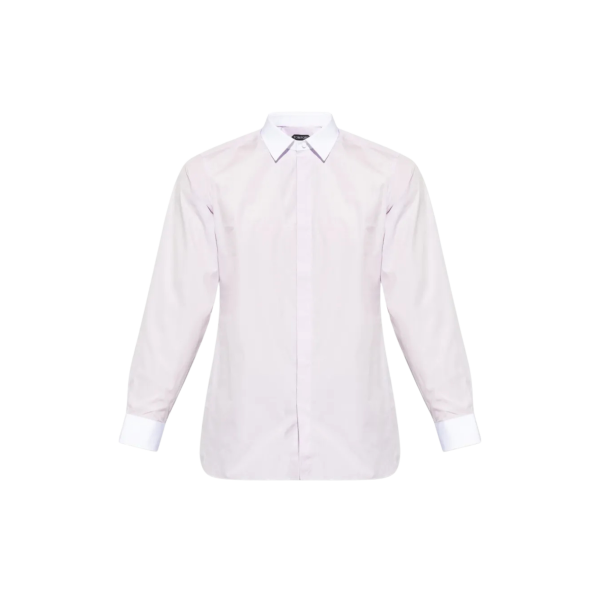 Chemise manche longue  TOM FORD coton rose blanc col poignets blanc