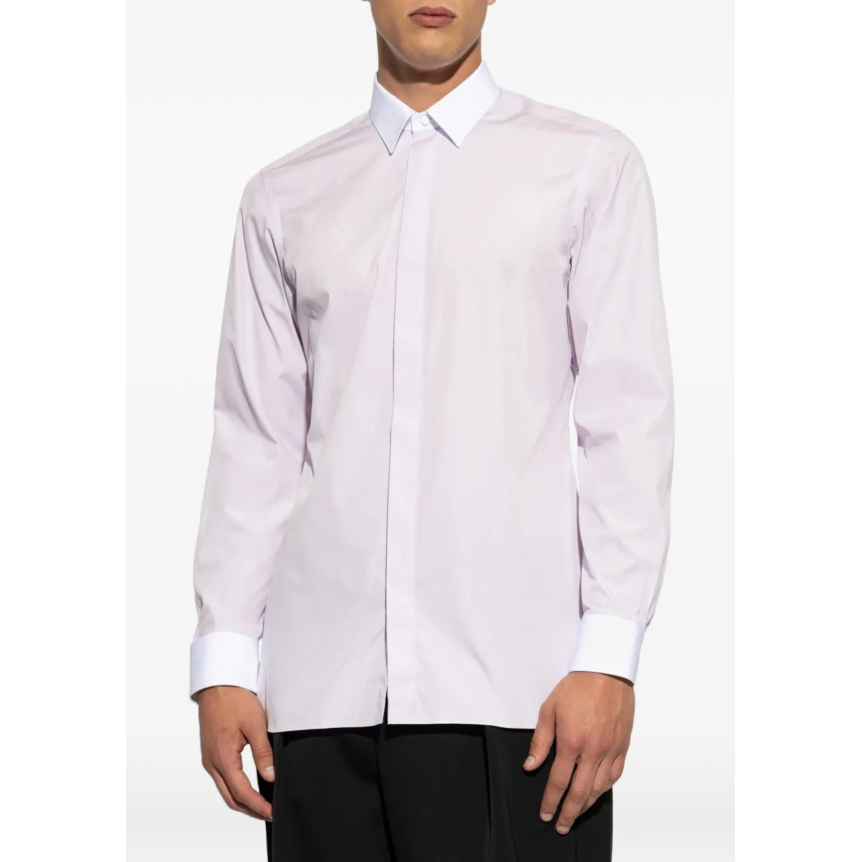 Chemise manche longue  TOM FORD coton rose blanc col poignets blanc