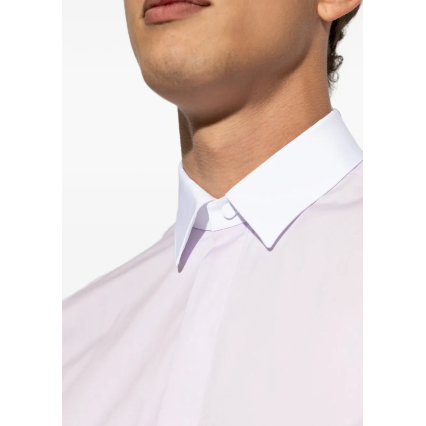 Chemise manche longue  TOM FORD coton rose blanc col poignets blanc