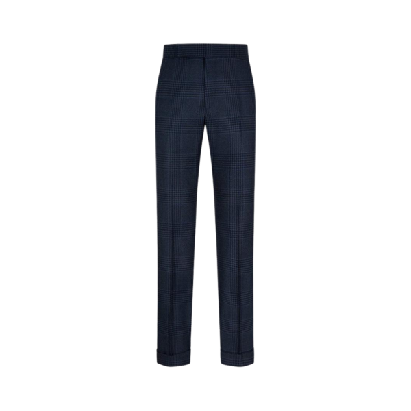Pantalon de costume TOM FORD sans pince laine carreaux Prince de Galles bleu marine
