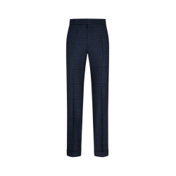 Pantalon de costume TOM FORD sans pince laine carreaux Prince de Galles bleu marine