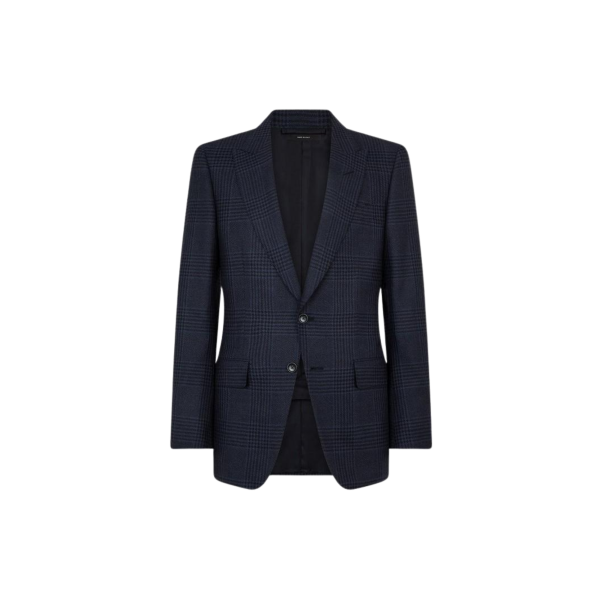 Veste de costume TOM FORD  O'Connor laine carreaux Prince de Galles bleu marine