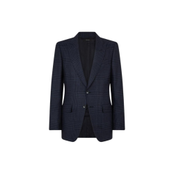 Veste de costume TOM FORD  O'Connor laine carreaux Prince de Galles bleu marine