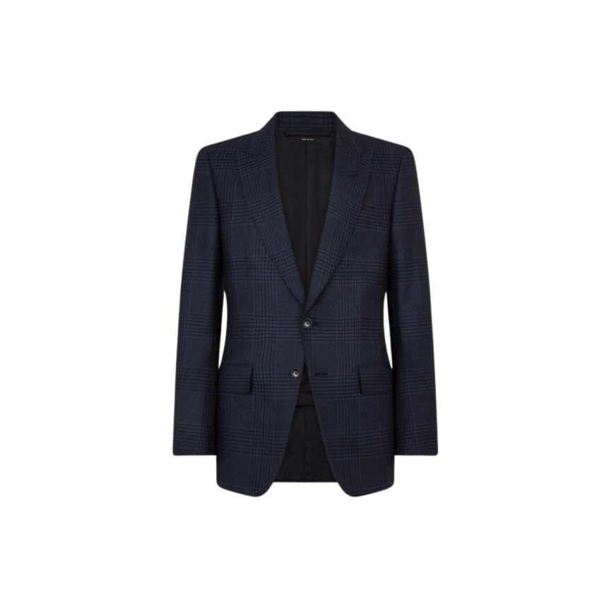 Veste de costume TOM FORD  O'Connor laine carreaux Prince de Galles bleu marine