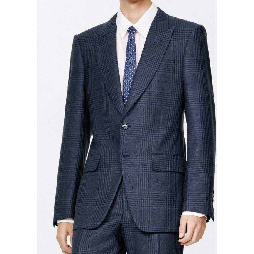 Veste de costume TOM FORD  O'Connor laine carreaux Prince de Galles bleu marine