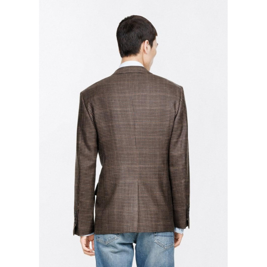 Veste blazer TOM FORD Shelton laine soie lin Pied de poule marron noir