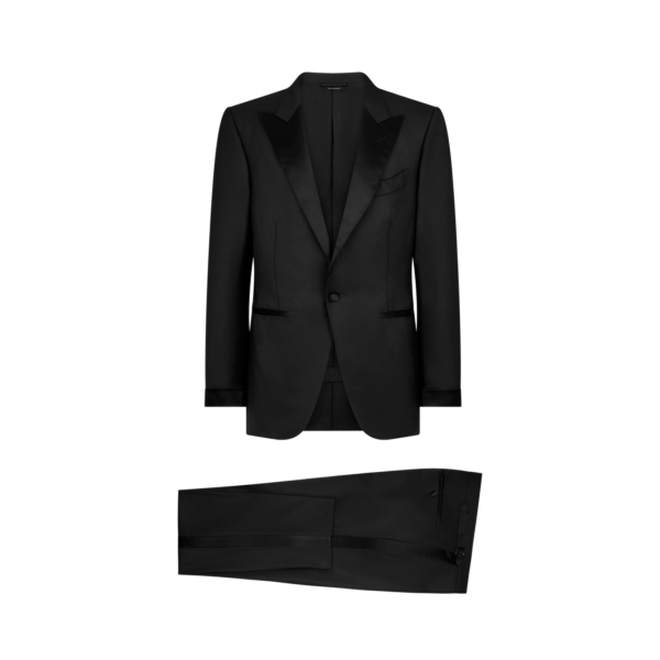 Costume smoking TOM FORD O'Connor twill de laine noir col flèche satin