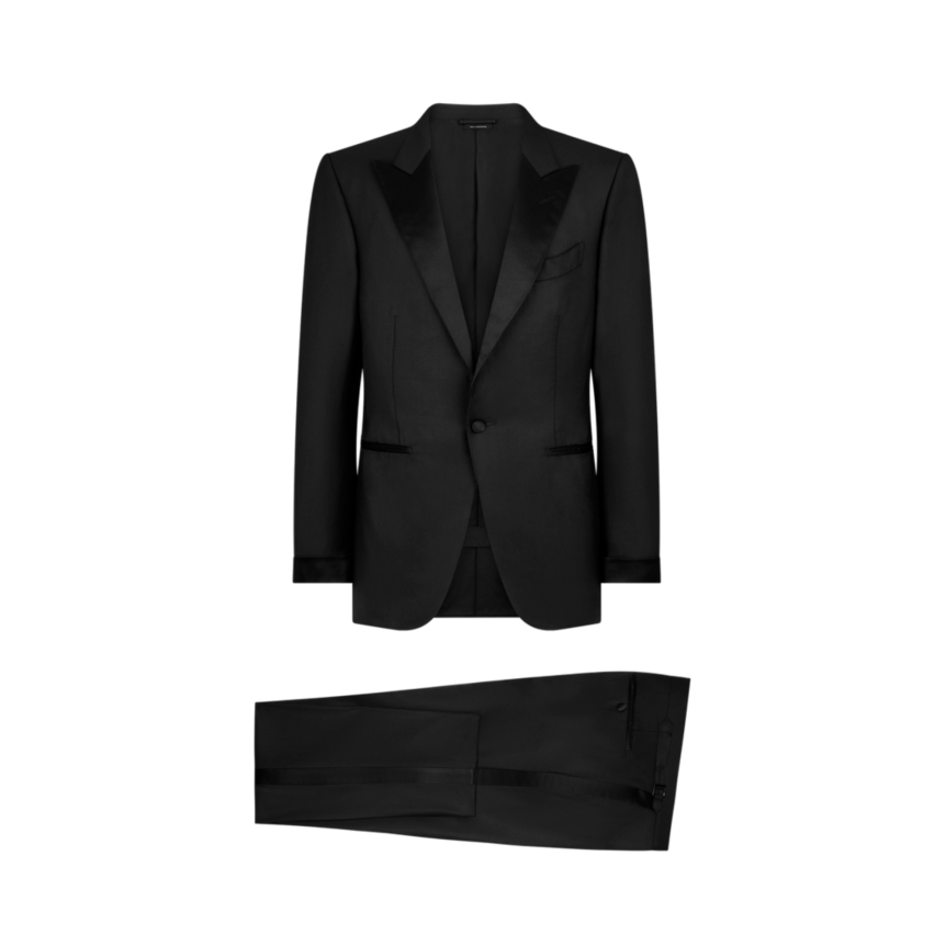 Costume smoking TOM FORD O'Connor twill de laine noir col flèche satin