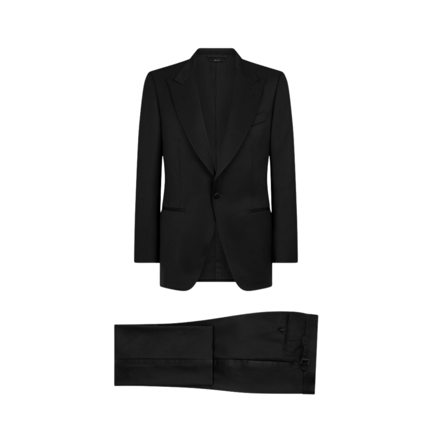 Costume Smoking TOM FORD Windsor twill laine noir col châle satin