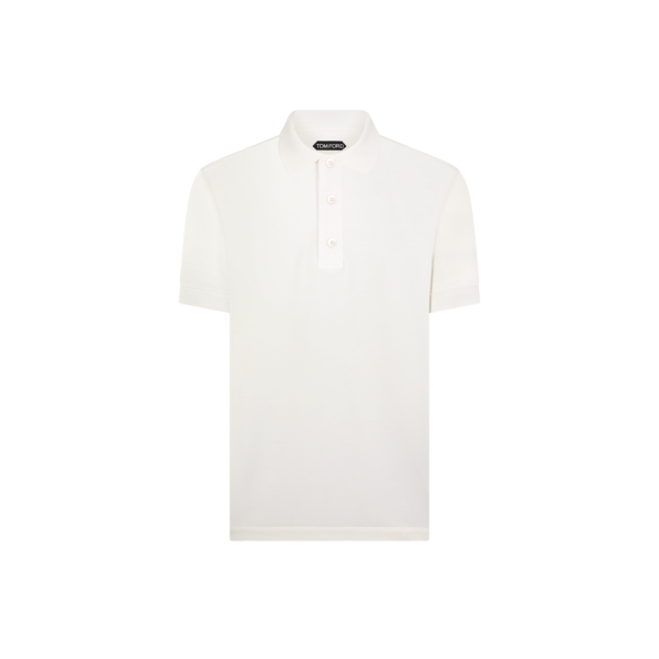 Polo TOM FORD piqué de Lyocell coton blanc