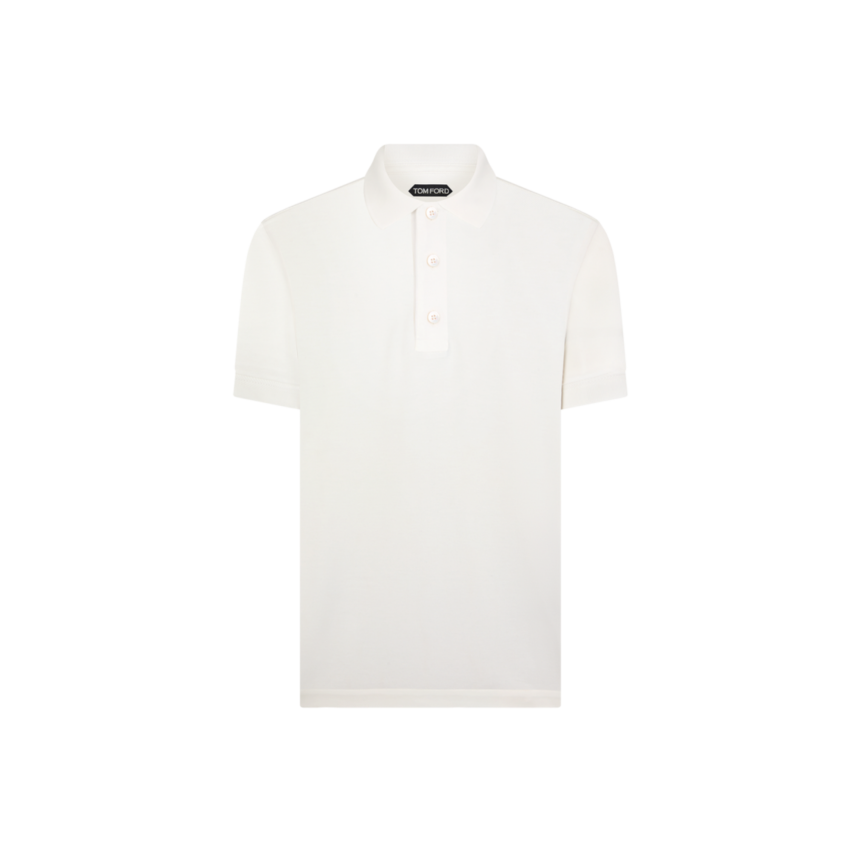 Polo TOM FORD piqué de Lyocell coton blanc