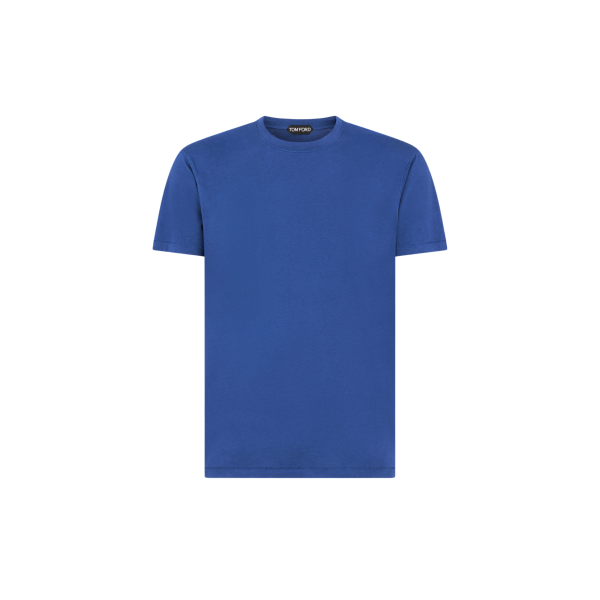 T-shirt TOM FORD col rond lyocell coton bleu encre