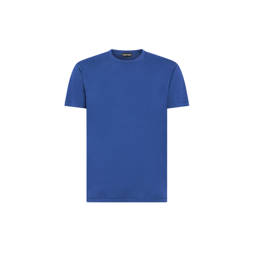 T-shirt TOM FORD col rond lyocell coton bleu encre
