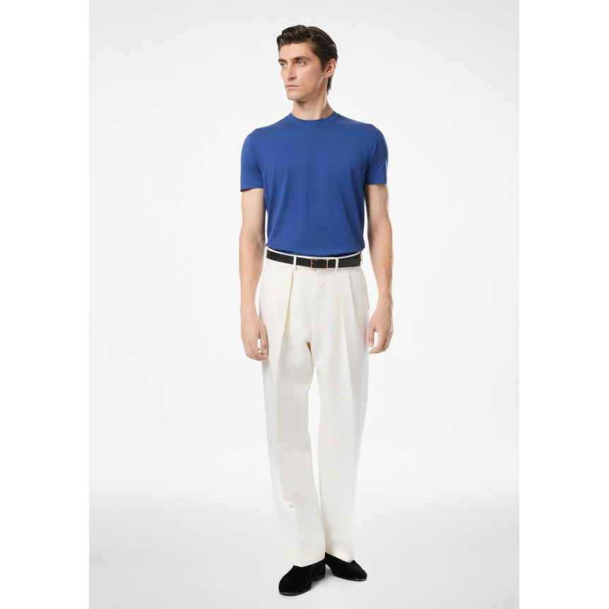 T-shirt TOM FORD col rond lyocell coton bleu encre