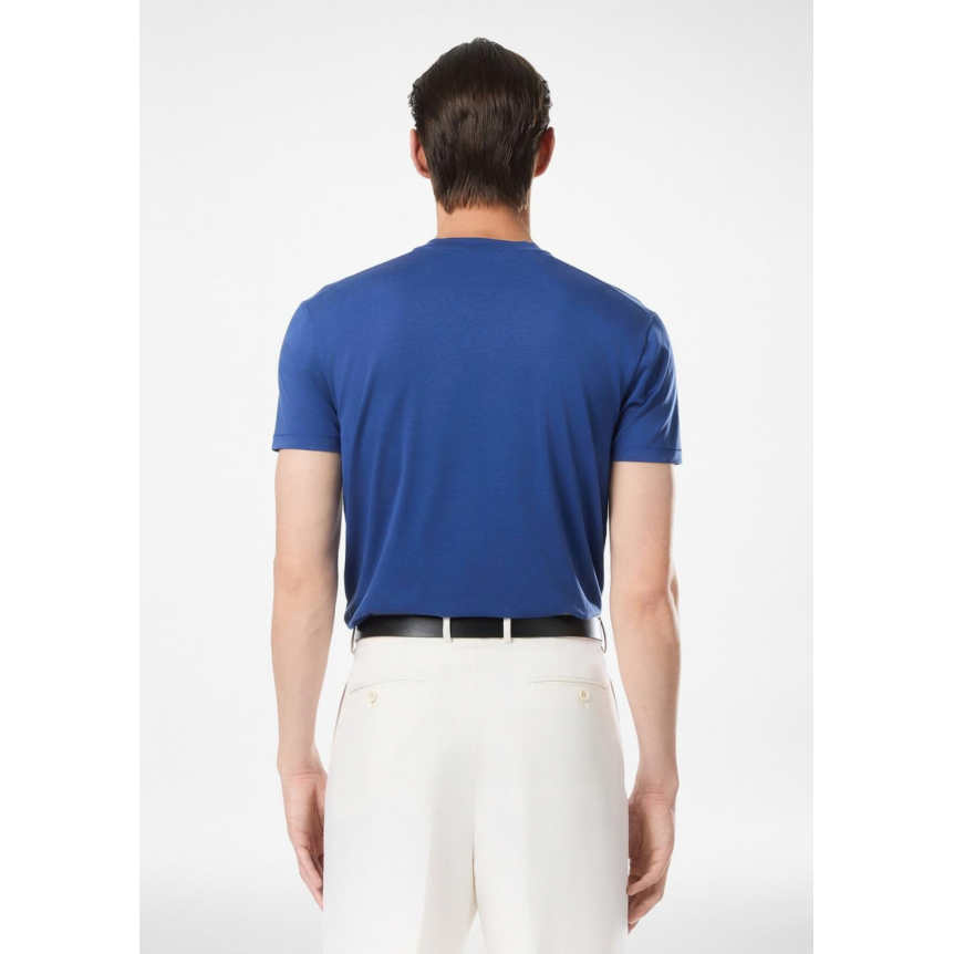 T-shirt TOM FORD col rond lyocell coton bleu encre