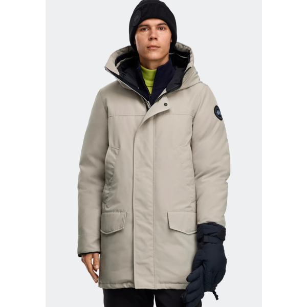 Parka capuche CANADA GOOSE Langford polyester coton beige logo noir