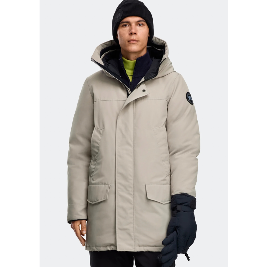 Parka capuche CANADA GOOSE Langford polyester coton beige logo noir