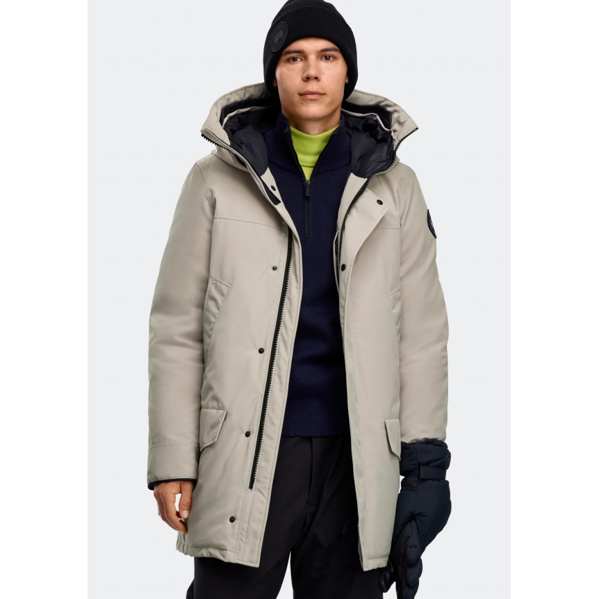 Parka capuche CANADA GOOSE Langford polyester coton beige logo noir