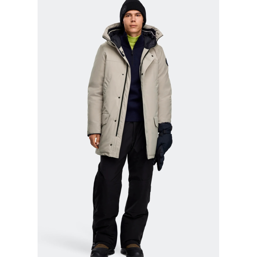 Parka capuche CANADA GOOSE Langford polyester coton beige logo noir