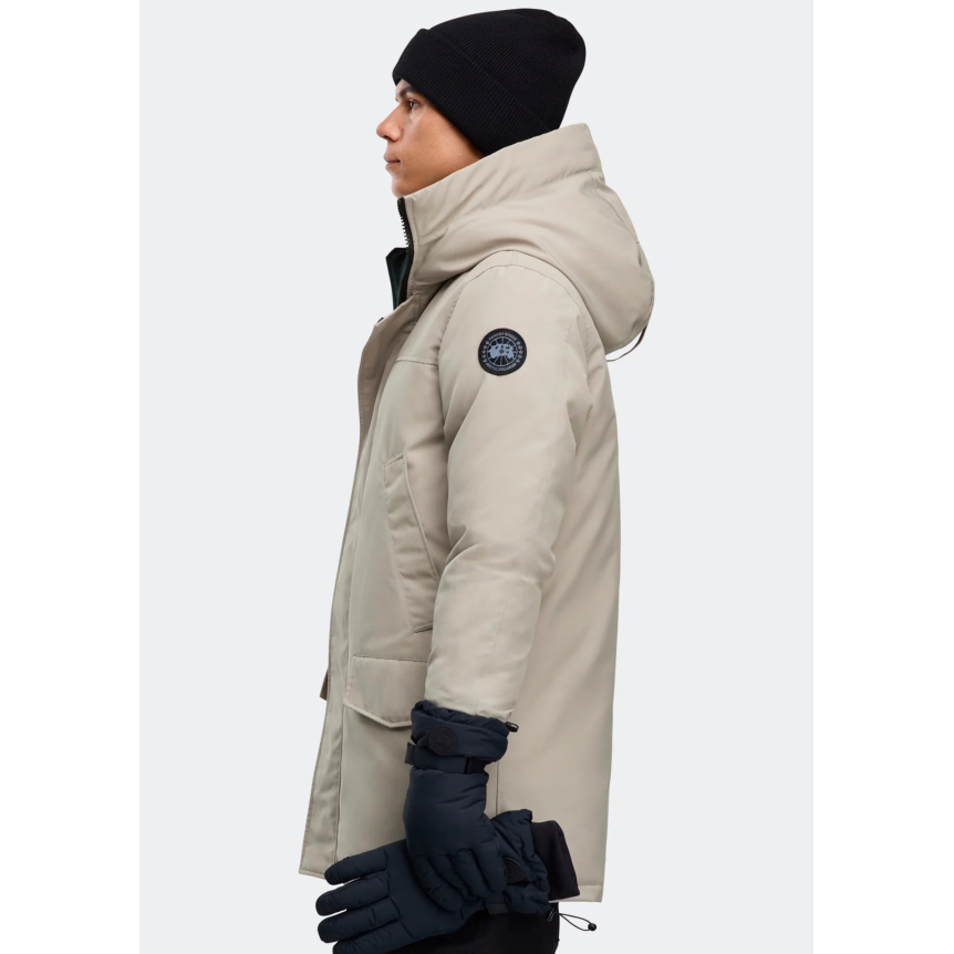 Parka capuche CANADA GOOSE Langford polyester coton beige logo noir