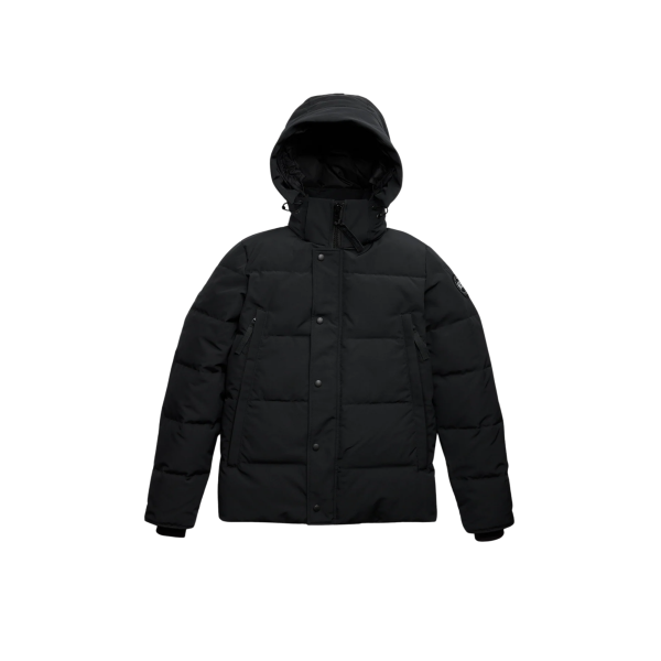 Parka zippée à capuche CANADA GOOSE Wyndham polyester recyclé coton bio noir logo noir