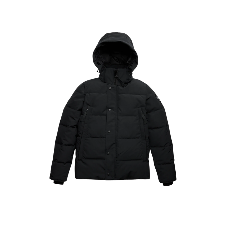 Parka zippée à capuche CANADA GOOSE Wyndham polyester recyclé coton bio noir logo noir