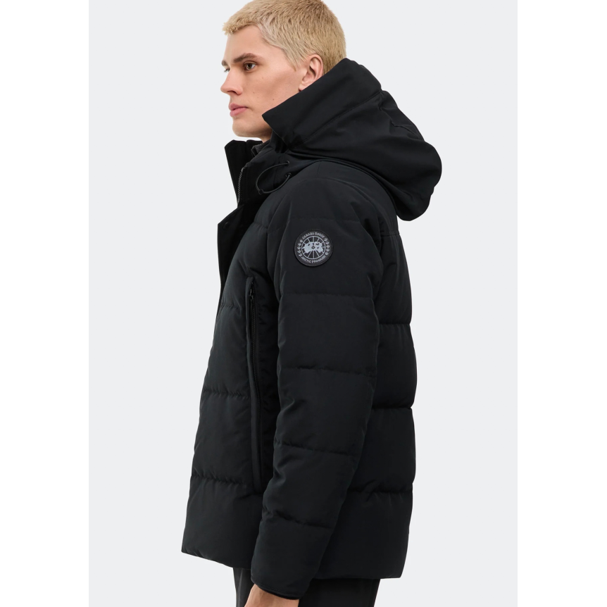 Parka zippée à capuche CANADA GOOSE Wyndham polyester recyclé coton bio noir logo noir