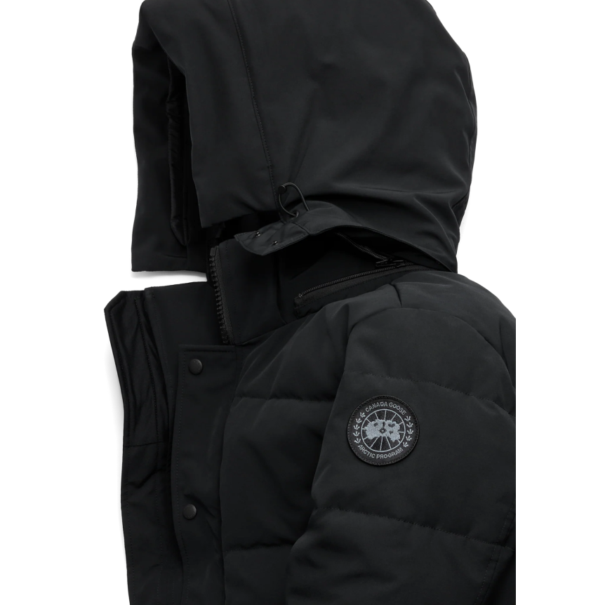 Parka zippée à capuche CANADA GOOSE Wyndham polyester recyclé coton bio noir logo noir