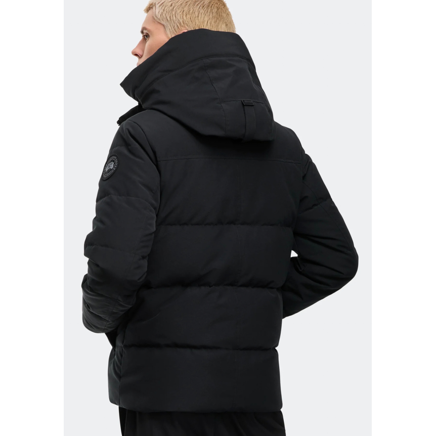 Parka zippée à capuche CANADA GOOSE Wyndham polyester recyclé coton bio noir logo noir