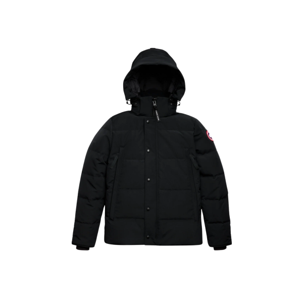 Parka zippée à capuche CANADA GOOSE Wyndham polyester recyclé coton bio noir logo classique