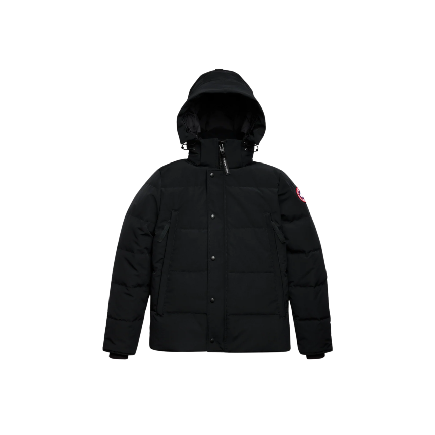 Parka zippée à capuche CANADA GOOSE Wyndham polyester recyclé coton bio noir logo classique