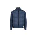 veste zippée en maille HyBridge® bi matière laine mérinos bleu disque noir