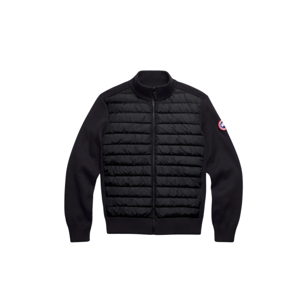 Veste zippée CANADA GOOSE Hybridge en maille laine mérinos noire