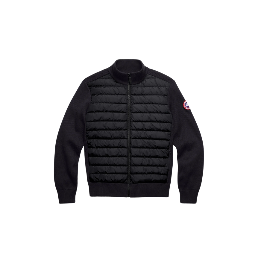 Veste zippée CANADA GOOSE Hybridge en maille laine mérinos noire